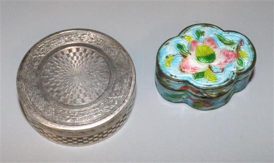 French silver pill box and enamel box